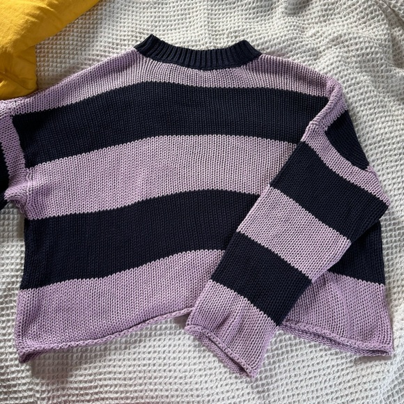 PURPLE STRIPED AERIE SWEATER - Picture 3 of 3